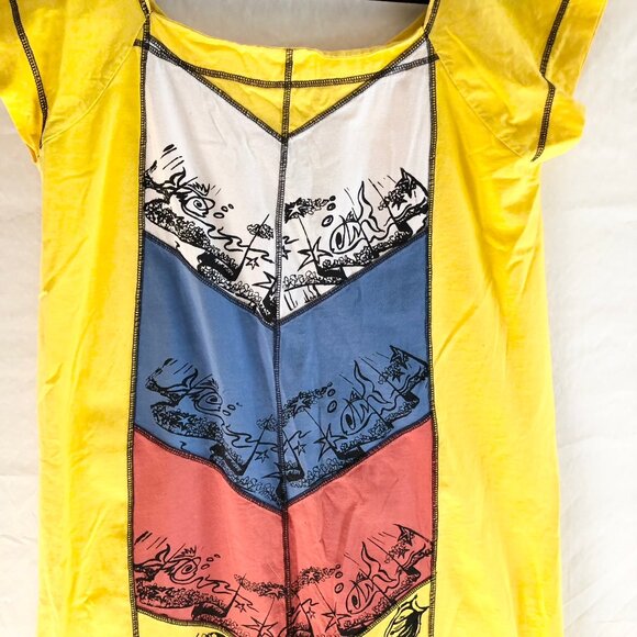 Chevron Stripe Midi Dress Muu Muu Yellow - Picture 3 of 6